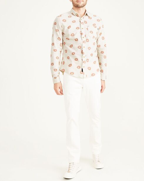 Chemise en Coton & Lin Alpha Icon Slim Fit à fleurs écrue