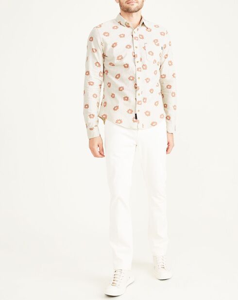 Chemise en Coton & Lin Alpha Icon Slim Fit à fleurs écrue