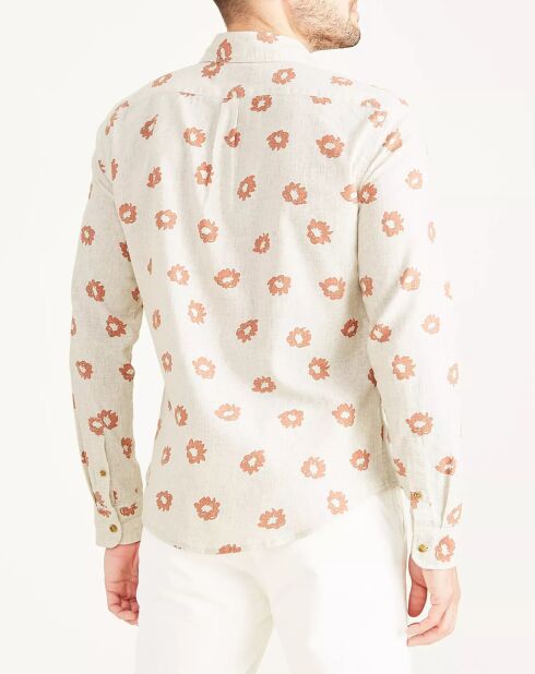 Chemise en Coton & Lin Alpha Icon Slim Fit à fleurs écrue