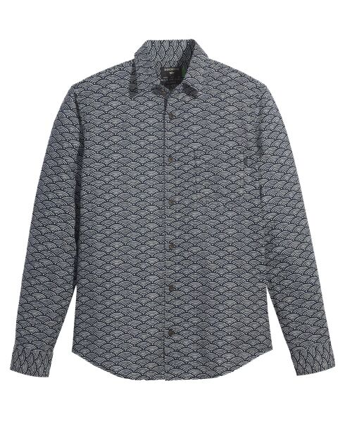 Chemise en Coton & Lin Alpha Icon Slim Fit imprimée bleu foncé