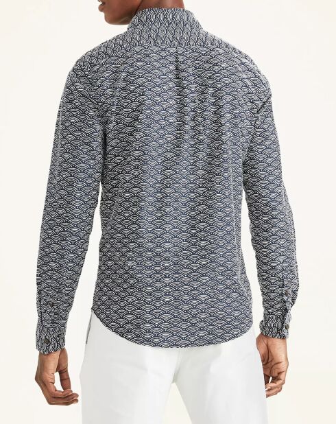 Chemise en Coton & Lin Alpha Icon Slim Fit imprimée bleu foncé