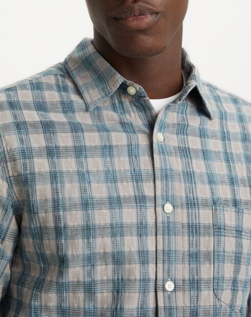 Chemise Alpha Icon Slim Fit à carreaux bleu/gris