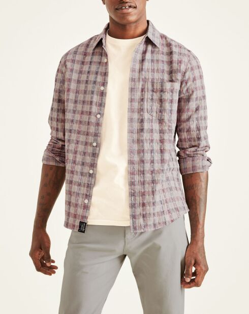 Chemise Alpha Icon Slim Fit à carreaux bleu/rouge
