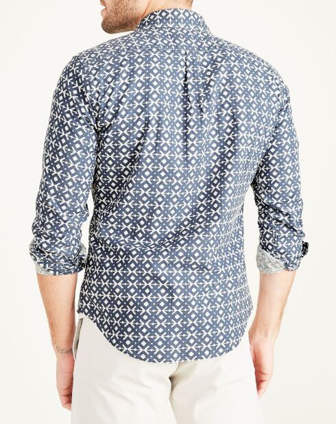 Chemise en Coton & Lin Alpha Icon Slim Fit imprimée bleu moyen
