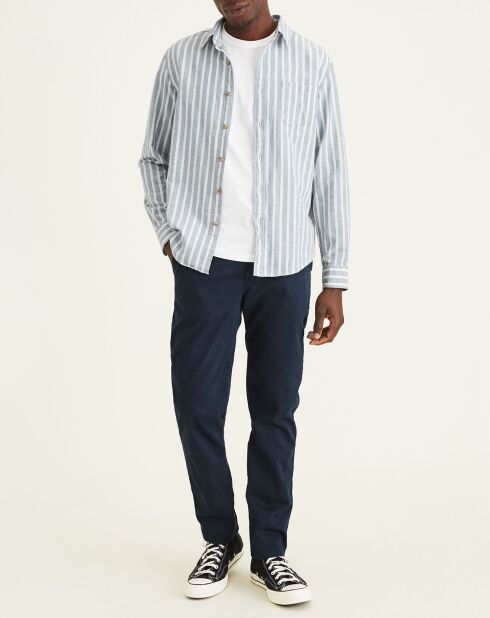 Originele, taps toelopende marineblauwe broek