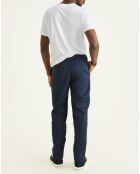 Originele, taps toelopende marineblauwe broek