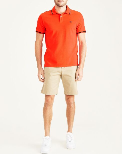 Polo Piqué Slim Fit rouge orangé