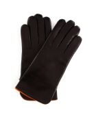 Gants en Cuir d'Agneau doublure Laine Bourse  noir/marron