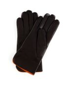 Gants en Cuir d'Agneau doublure Laine Bourse  noir/marron