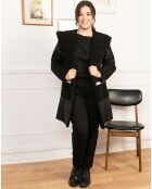 Manteau Bi-matière Betty fourré noir