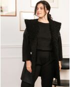 Manteau Bi-matière Betty fourré noir
