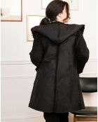 Manteau Bi-matière Betty fourré noir