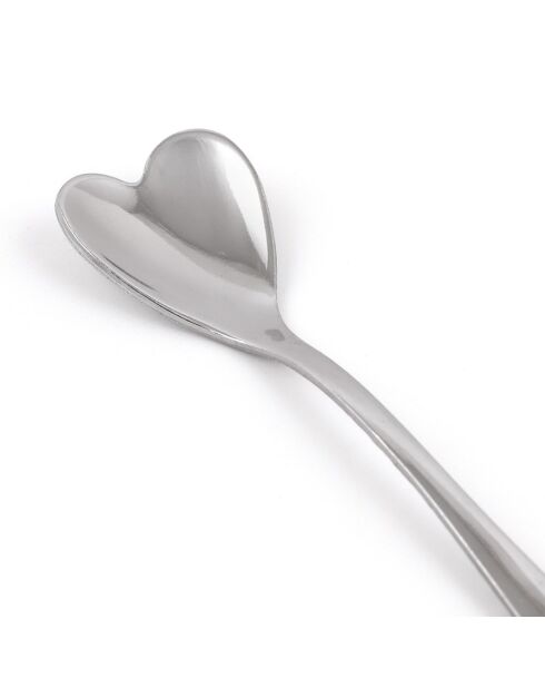 12 Cuillères coeur grises - 11 cm