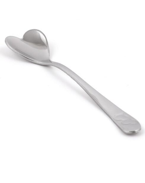 12 Cuillères coeur grises - 11 cm