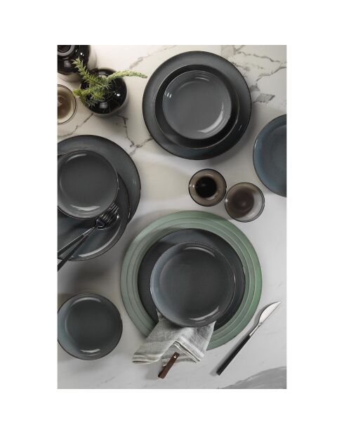 Servizio da tavola in porcellana grigia - 12 pezzi