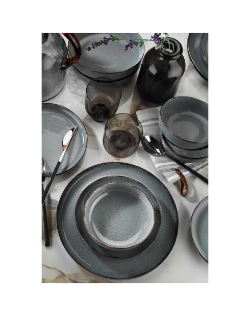 Service de table en porcelaine turquoise - 16 Pièces