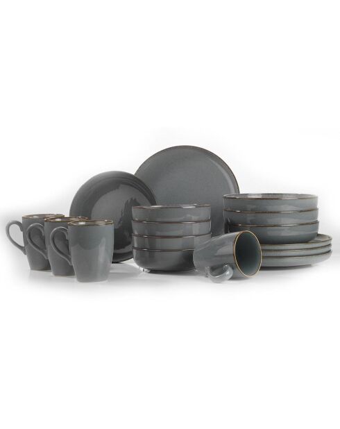 Service de table en porcelaine gris - 16 Pièces
