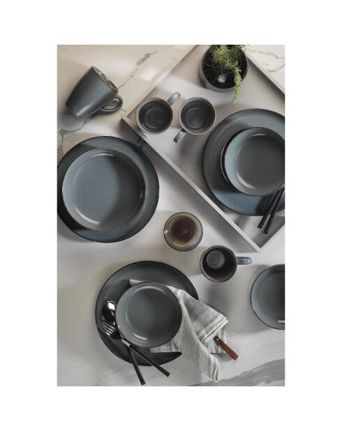 Service de table en porcelaine gris - 16 Pièces