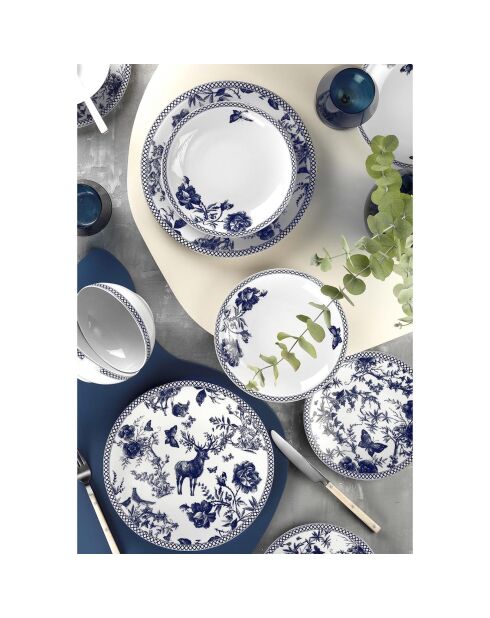 Service de table en porcelaine bleu/blanc - 24 Pièces