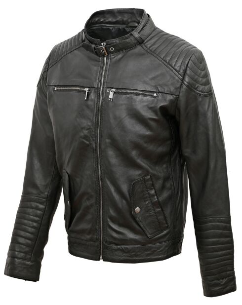 Veste en Cuir Bilbon noire