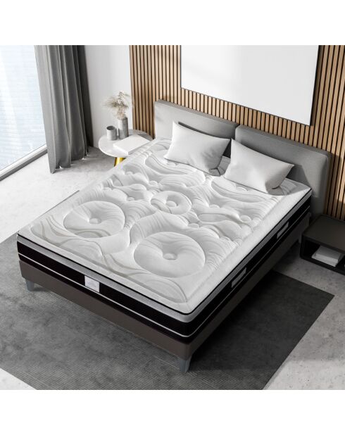 Matrasset Divin + grijs/witte houten boxspring - 140x200 cm