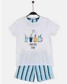 Pyjama Smoothie Time blanc/bleu
