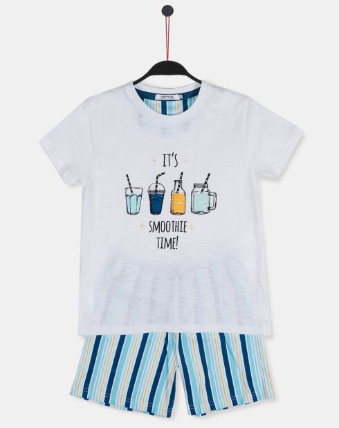 Pyjama Smoothie Time blanc/bleu