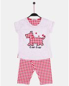 Pyjama Pirate Lou Lou Lovely rose framboise/blanc