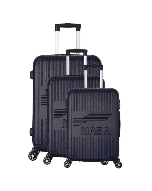 3 koffers 4 dubbele wielen Enterprise 55/65/75 cm marineblauw