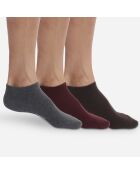 3 Paires de chaussettes Basic Coton  bordeaux/gris moyen chiné/marron