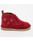 Boots en Velours de Cuir Lou bordeaux