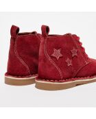 Boots en Velours de Cuir Lou bordeaux