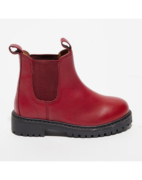 Chelsea boots en Cuir Poussin bordeaux