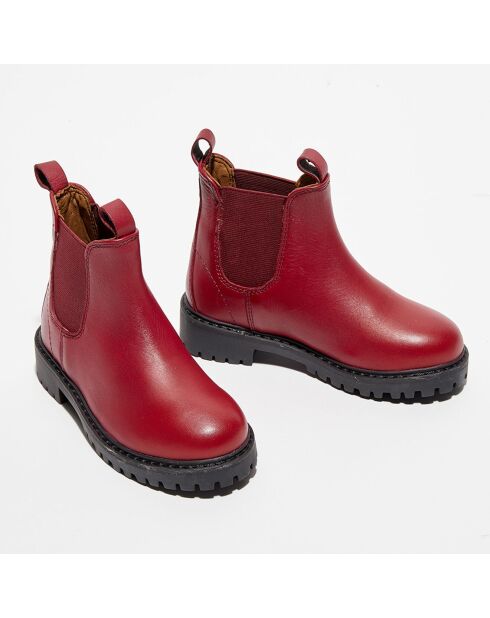 Chelsea boots en Cuir Poussin bordeaux