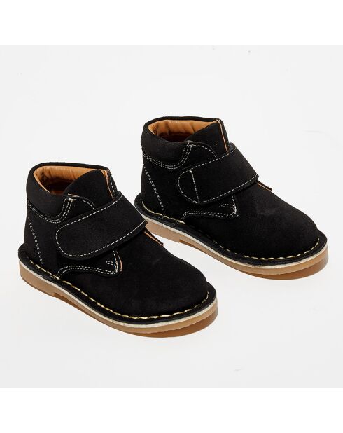 Bottillons en Velours de Cuir Pipou noirs