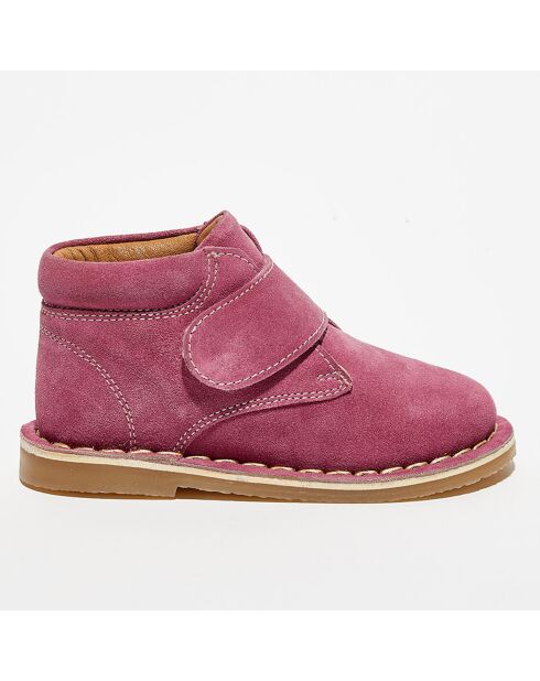 Bottillons en Velours de Cuir Pipou rose