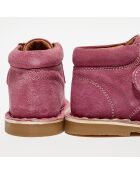 Bottillons en Velours de Cuir Pipou rose