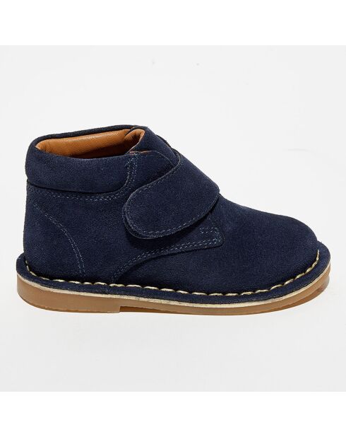 Bottillons en Velours de Cuir Pipou bleu marine