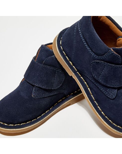 Bottillons en Velours de Cuir Pipou bleu marine