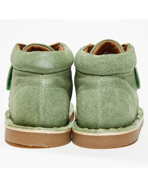 Bottillons en Velours de Cuir Pipou vert forêt