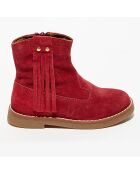 Bottines en Velours de Cuir Lola bordeaux