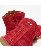 Bottines en Velours de Cuir Lola bordeaux