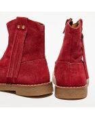 Bottines en Velours de Cuir Lola bordeaux