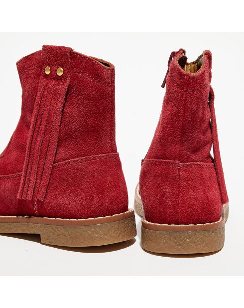 Bottines en Velours de Cuir Lola bordeaux