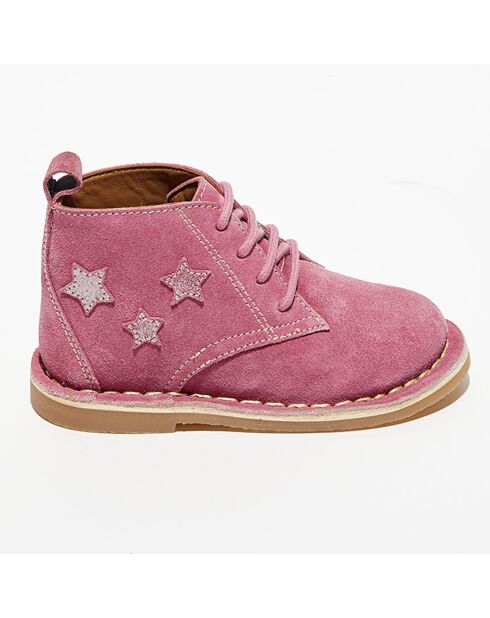 Boots en Velours de Cuir Lou rose