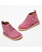 Boots en Velours de Cuir Lou rose