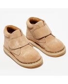 Stivaletti Pipou in pelle di velluto beige