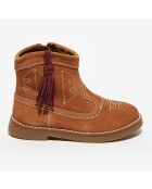 Bottines en Velours de Cuir Anka camel