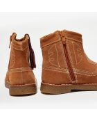 Bottines en Velours de Cuir Anka camel