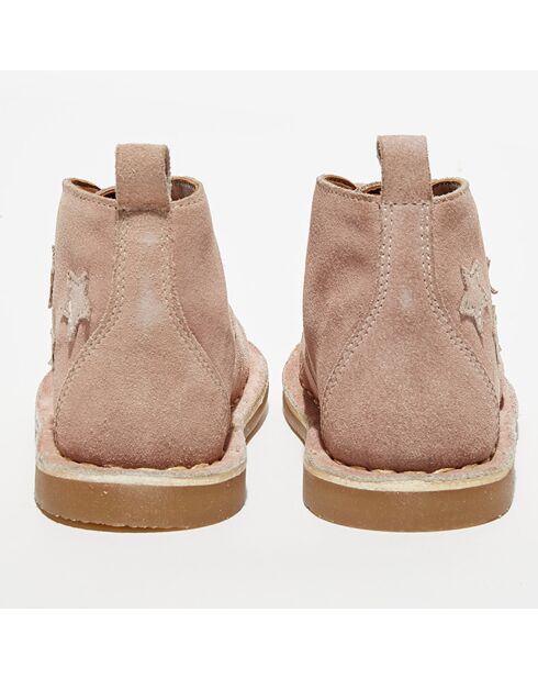 Boots en Velours de Cuir Lou beige rosé